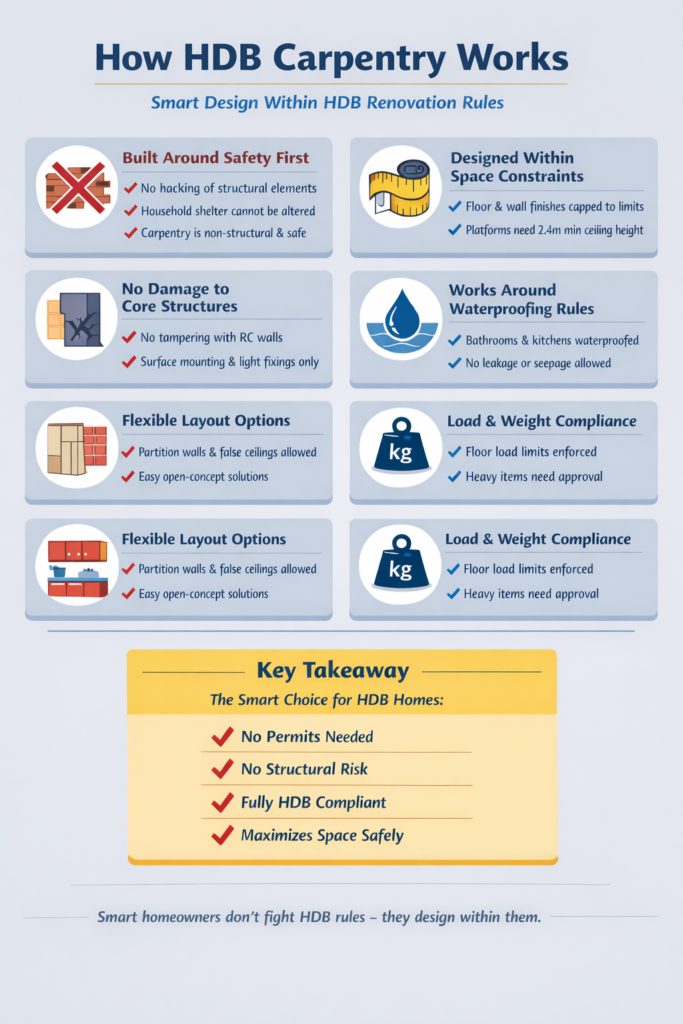 how HDB carpentry works, infographic