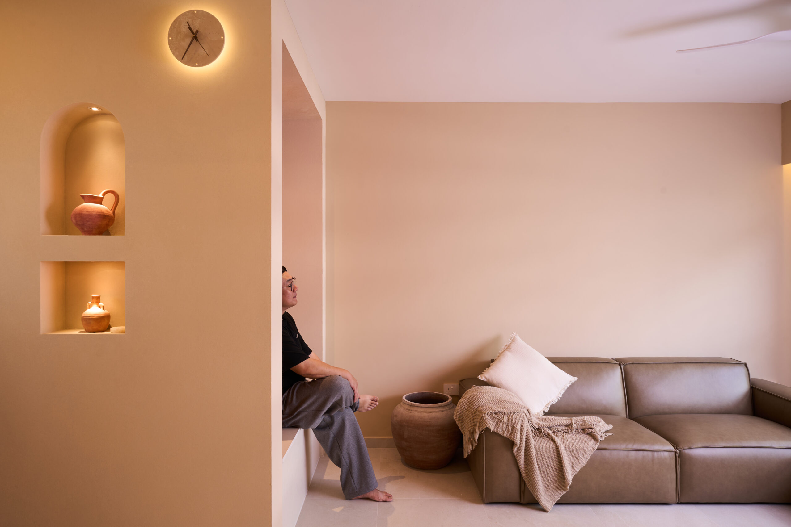 feature wall with nook in a HDB living room