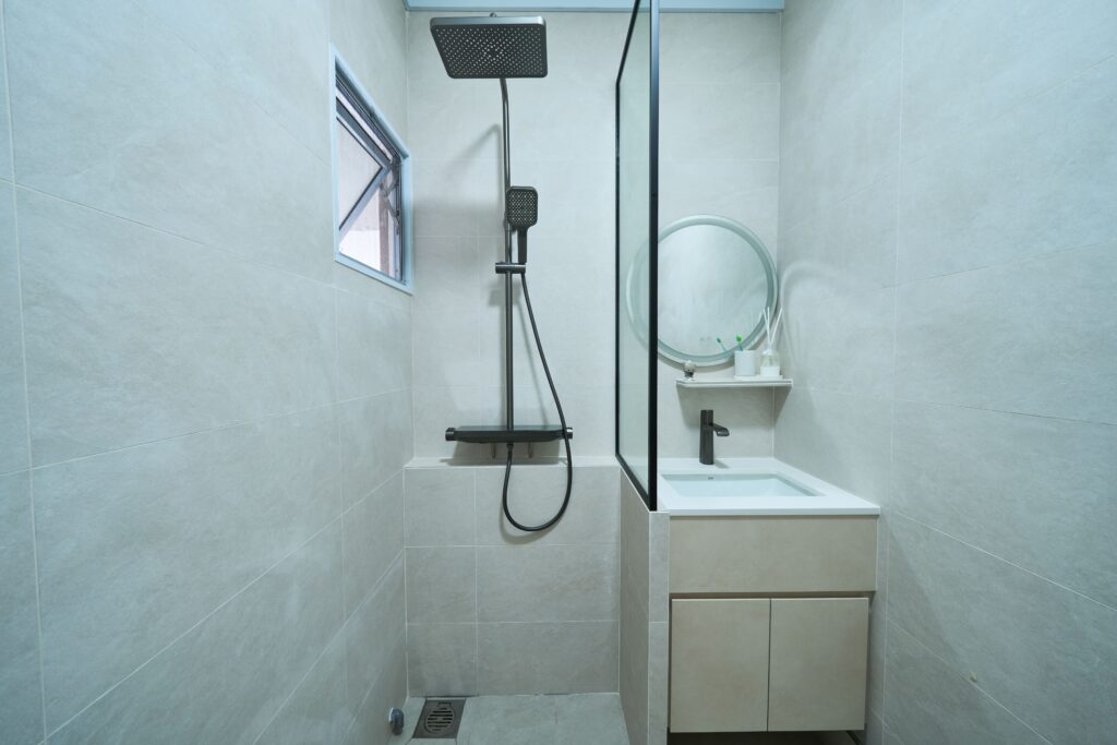 edge sealing done for bathroom vanity in singapore HDB bathroom